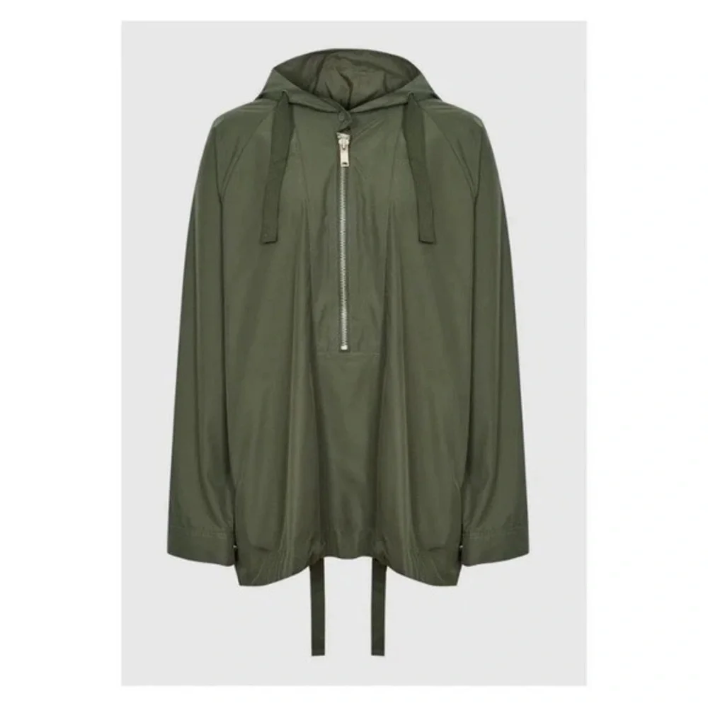 New! REISS London Jenna Short Hooded Parka Windbreaker Jacket in Khaki - Picture 3 of 13
